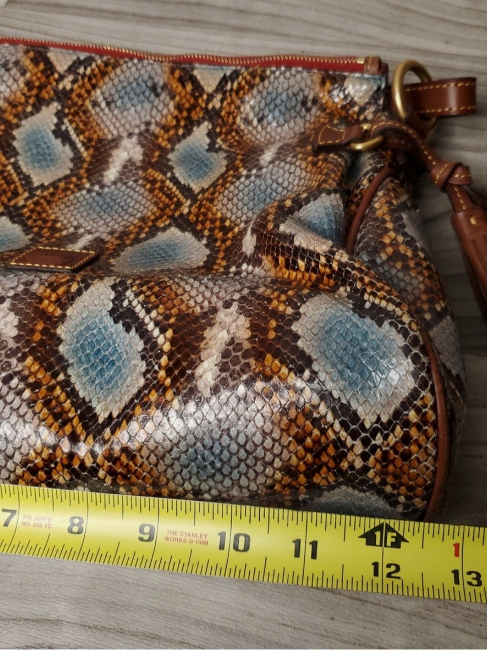 Dooney & Bourke Brown Multi Python-Print Leather Shoulder Bag - Picture 15 of 16